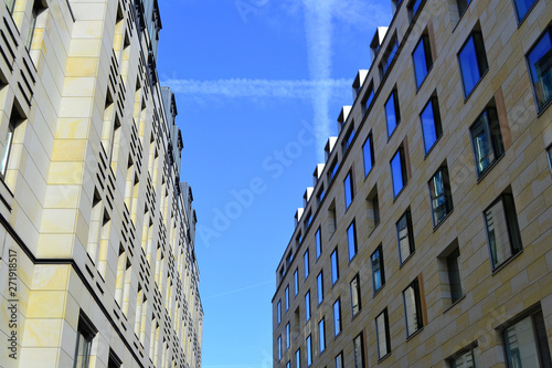 High-rise buildings on against the blue sky and cloud. Urban landscape. Wonderful modern buildings