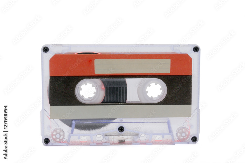 Compact audio tapes for magnetic recording on a white background.Compact cassettte