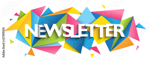 NEWSLETTER typography banner with colorful triangles