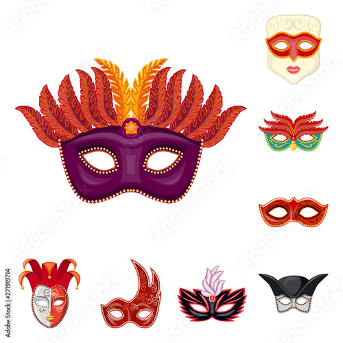 Vector design of carnival and theatrical icon. Collection of carnival and mystery vector icon for stock.