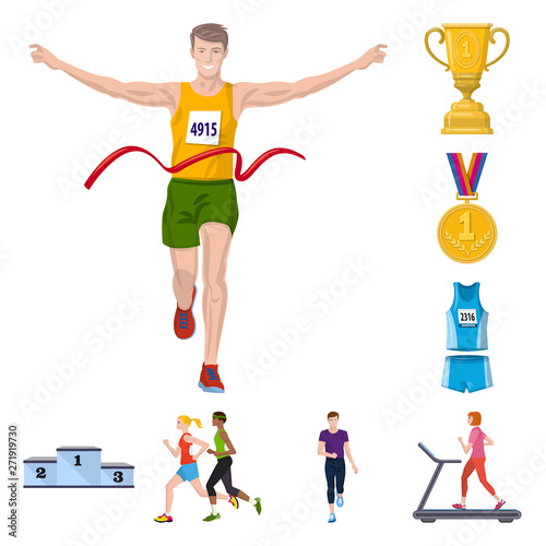 Isolated object of step and sprint icon. Set of step and sprinter  vector icon for stock.