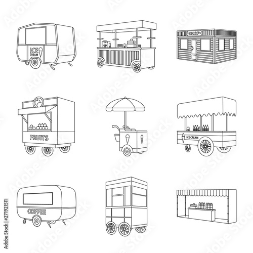 Vector design of market and small icon. Collection of market and food stock symbol for web.