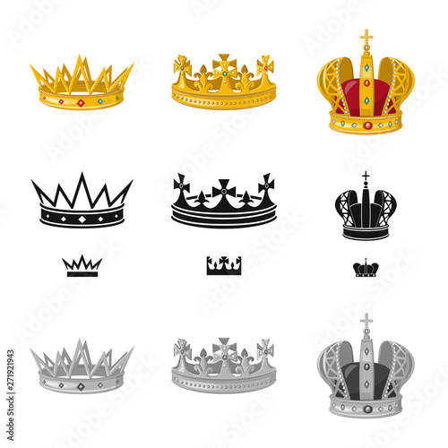Vector design of medieval and nobility sign. Set of medieval and monarchy vector icon for stock.