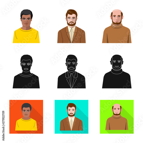 Vector design of hairstyle and profession  symbol. Collection of hairstyle and character  vector icon for stock.