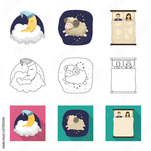 Vector design of dreams and night logo. Collection of dreams and bedroom stock vector illustration.