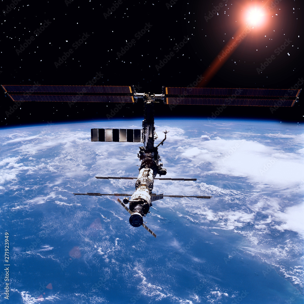 Naklejka premium International space station. The elements of this image furnished by NASA.