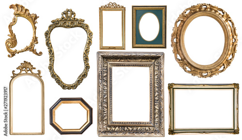 Set Vintage frames with an ornament isolated on white. Retro style