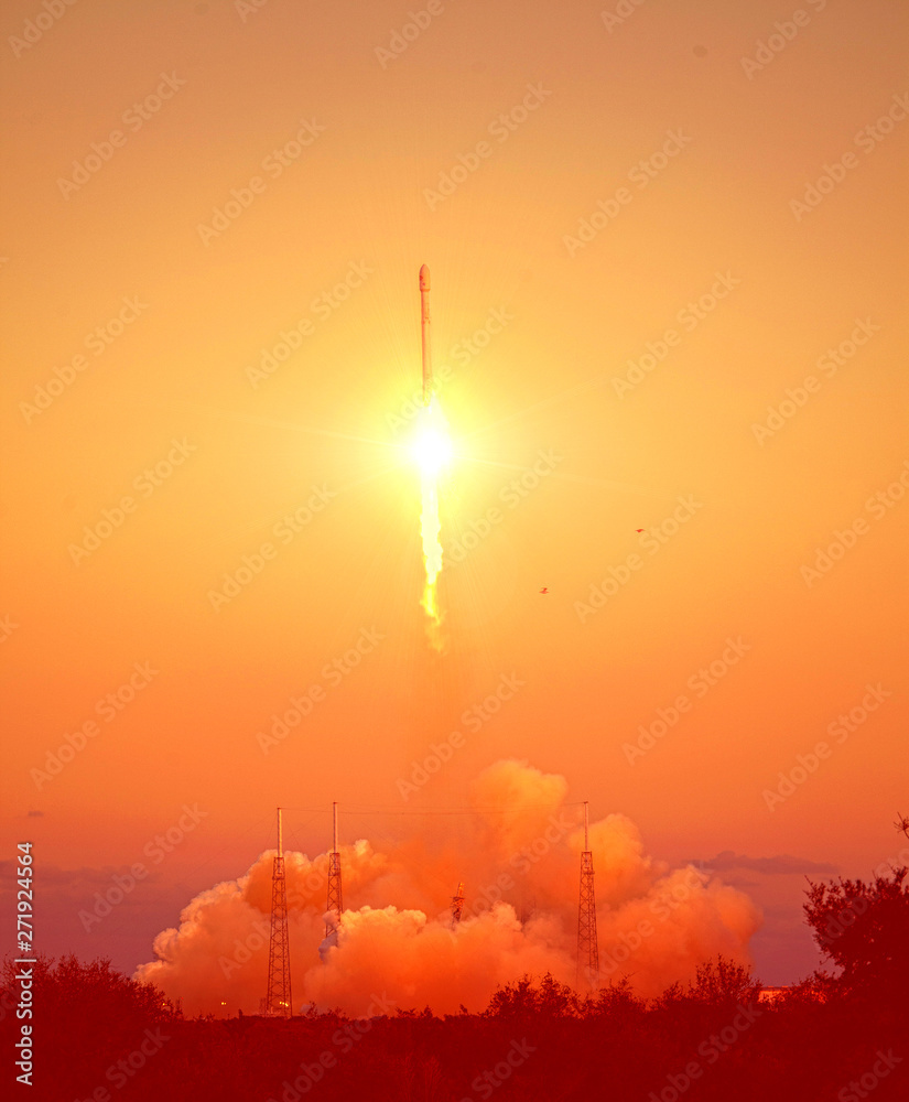 Fototapeta premium Rocket liftoff. The elements of this image furnished by NASA.