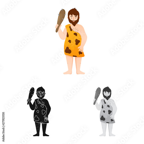 Isolated object of neanderthal and man symbol. Collection of neanderthal and prehistoric vector icon for stock.