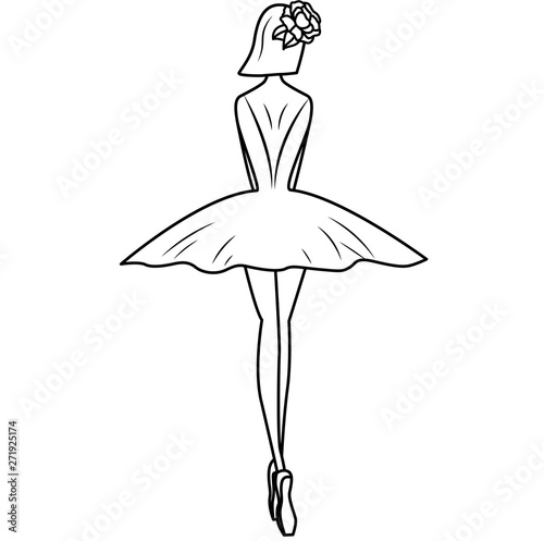 Ballerina silhouette with flowers hairpin. Illustration on white background