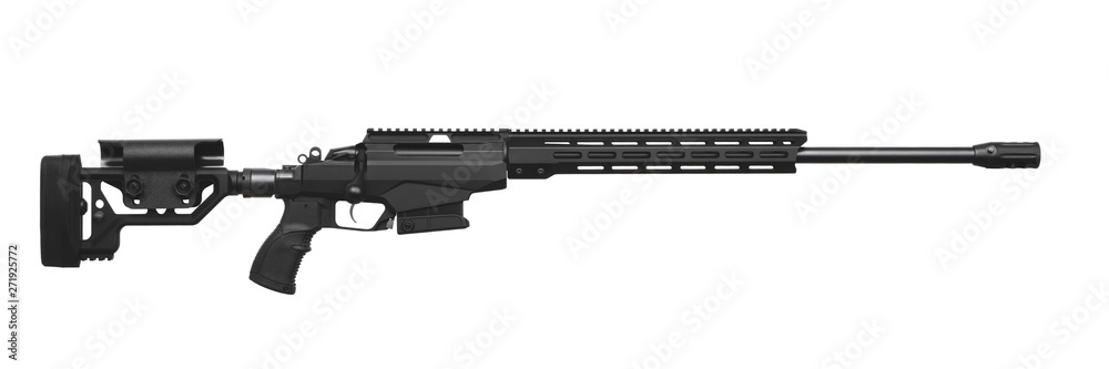 Modern sniper rifle isolated on white. Weapon for firing at long distances. Modern sniper rifle isolated on white. Weapon for firing at long distances.