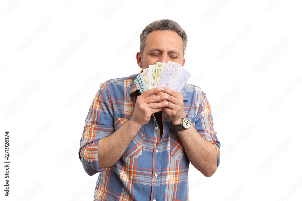 Man kissing cash money Man kissing cash money