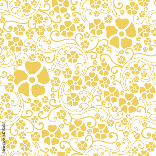 Pastel vector yellow flower and bail seamless