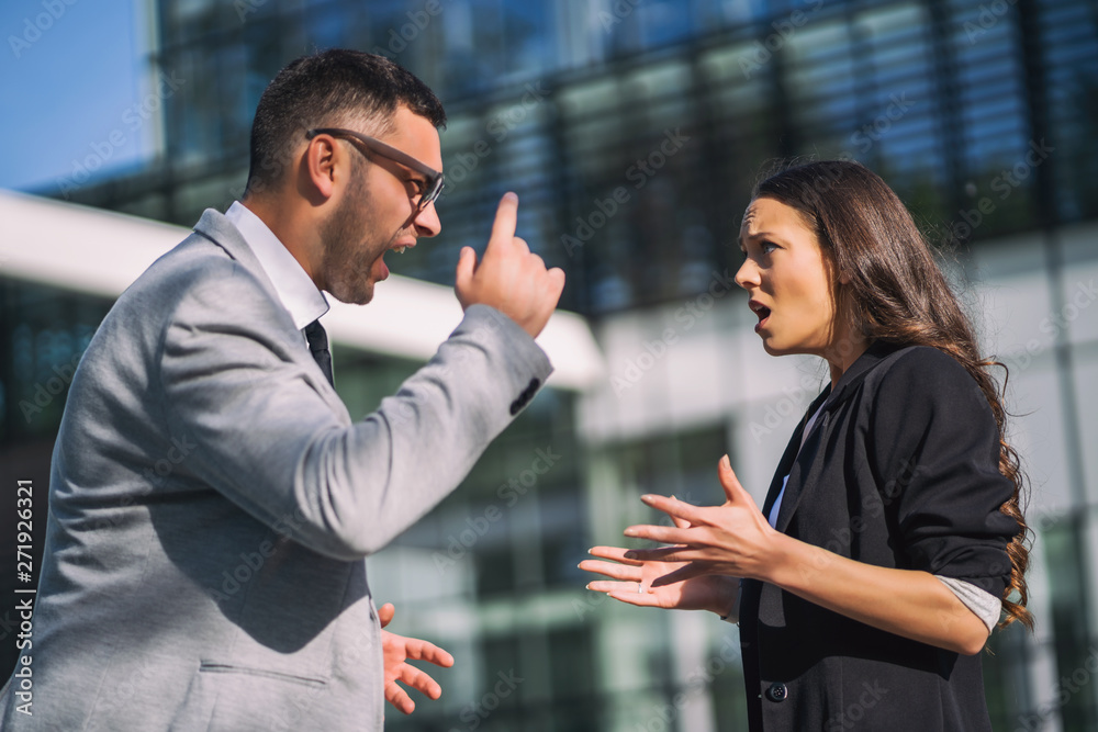 Businesswoman is being fired by her boss.