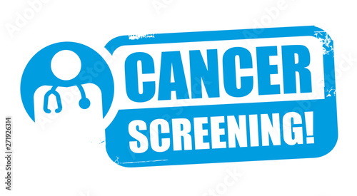 Cancer screening. Blue Stamp - vector illustration