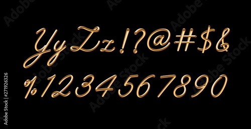 3D gradient golden blend vector alphabet design