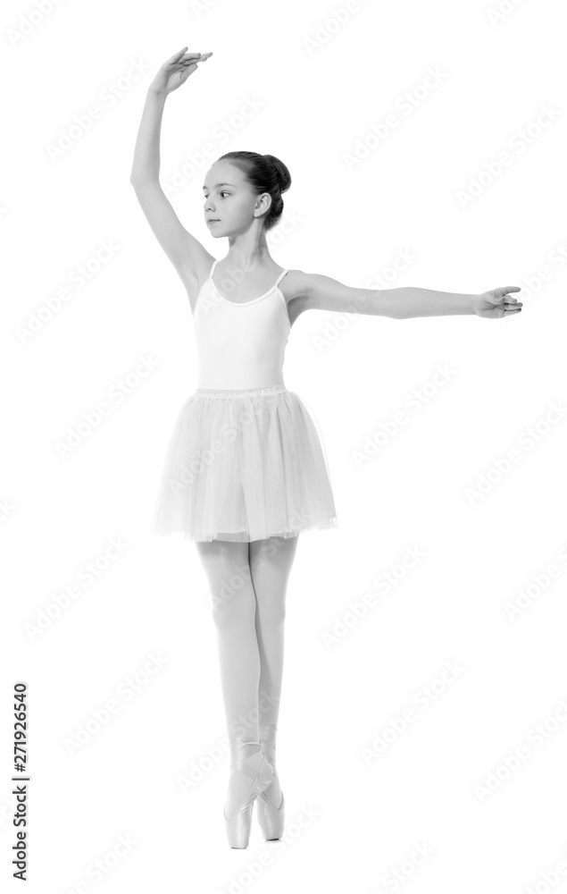 Fototapeta premium young girl ballerina posing on white background