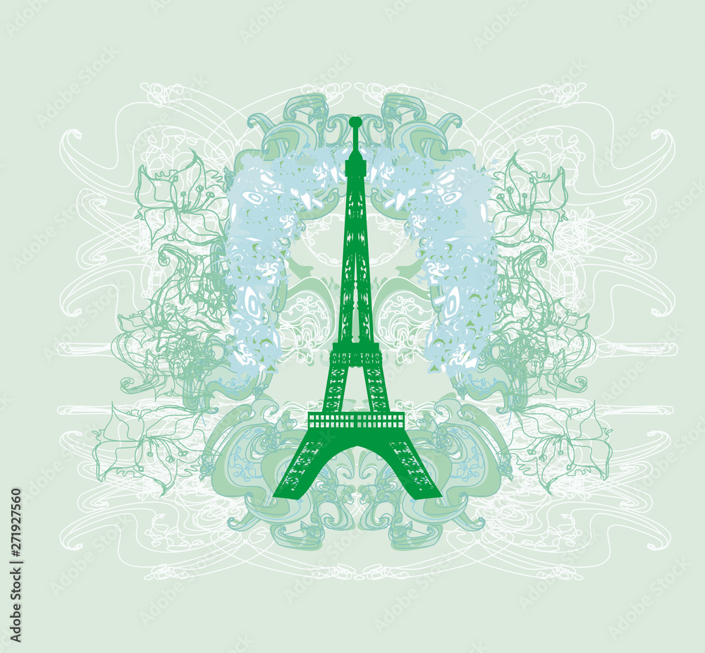 Vintage Retro Eiffel Tower Abstract Card