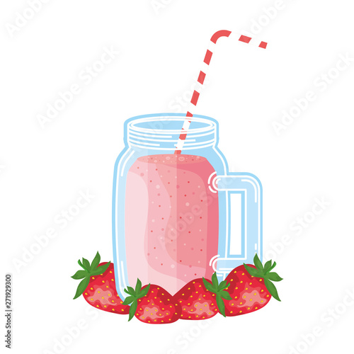 juice strawberry fruit beverage jar with straw
