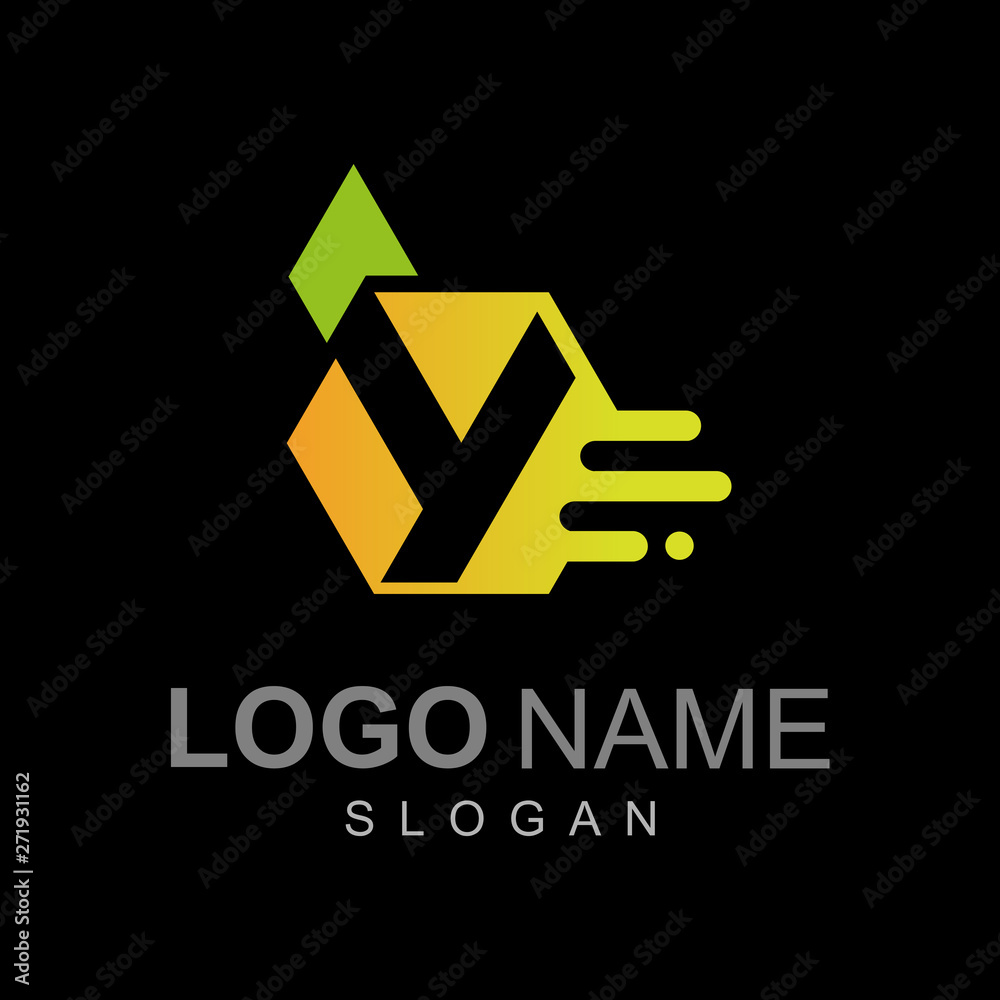 Y letter logo with hexagon that symbolizes speed, logo ready to use
