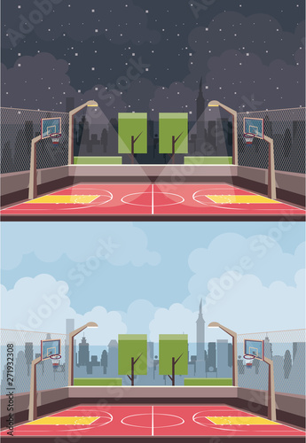 Basketball street court in the city