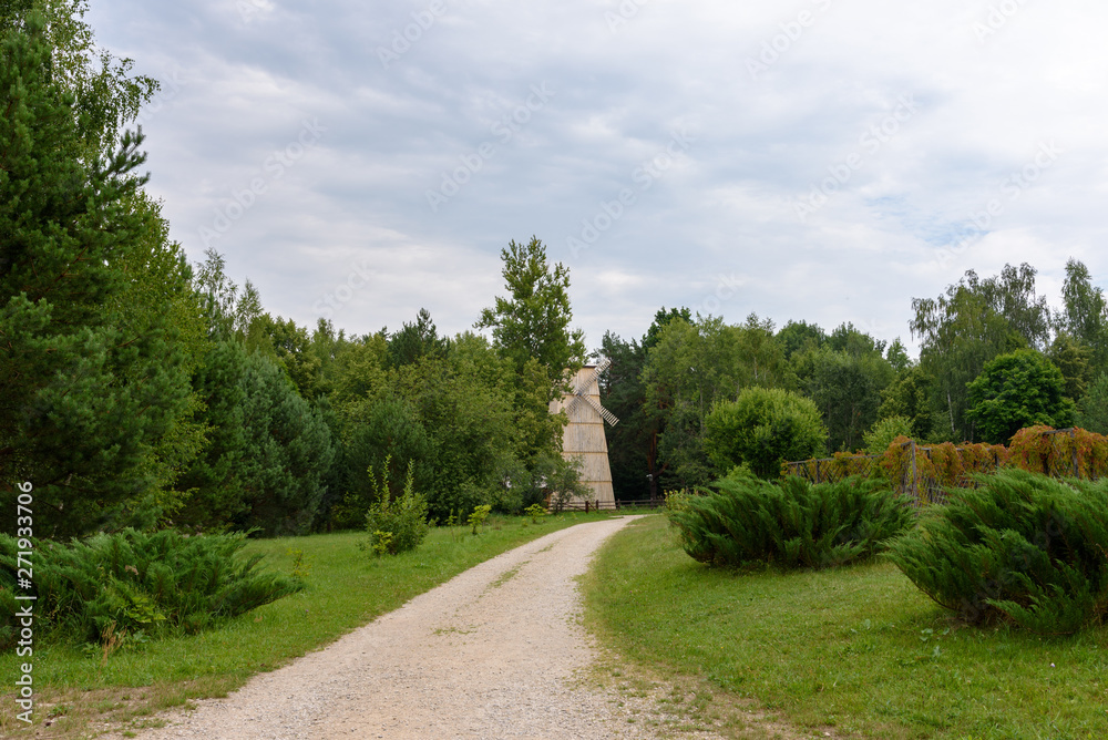 Road in the forest leading to the windmill Road in the forest leading to the windmill