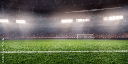 Professional soccer field stadium. 3D illustration © Alex