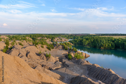 Aerial view of sand quarries Konduki in the Tula region - Russia