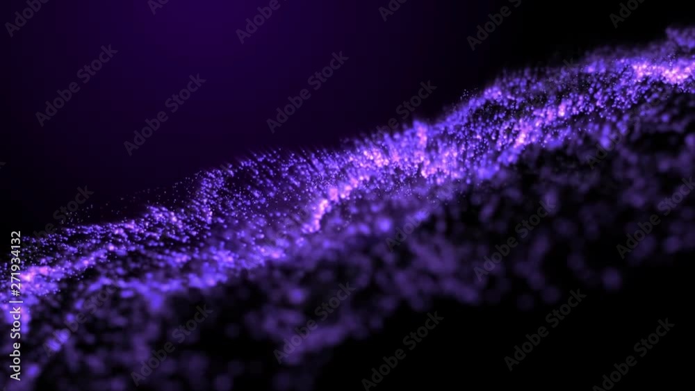 Space purple background with particles. Sunlight of beams and gloss of particles galaxies.