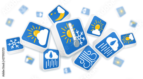 3d weather forecast colorful icons set. Symbols are isolated on white background. Vector illustration EPS10.