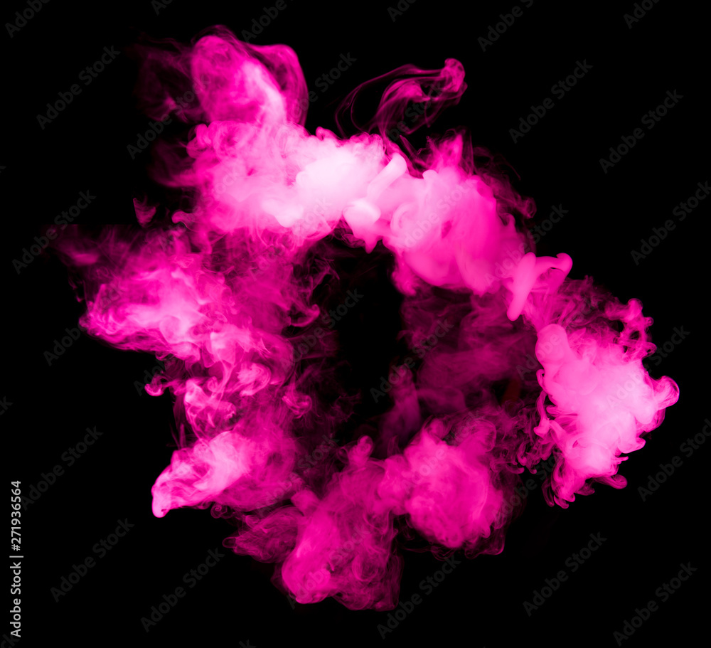 fusion of pink smoke in motion isolated on black background