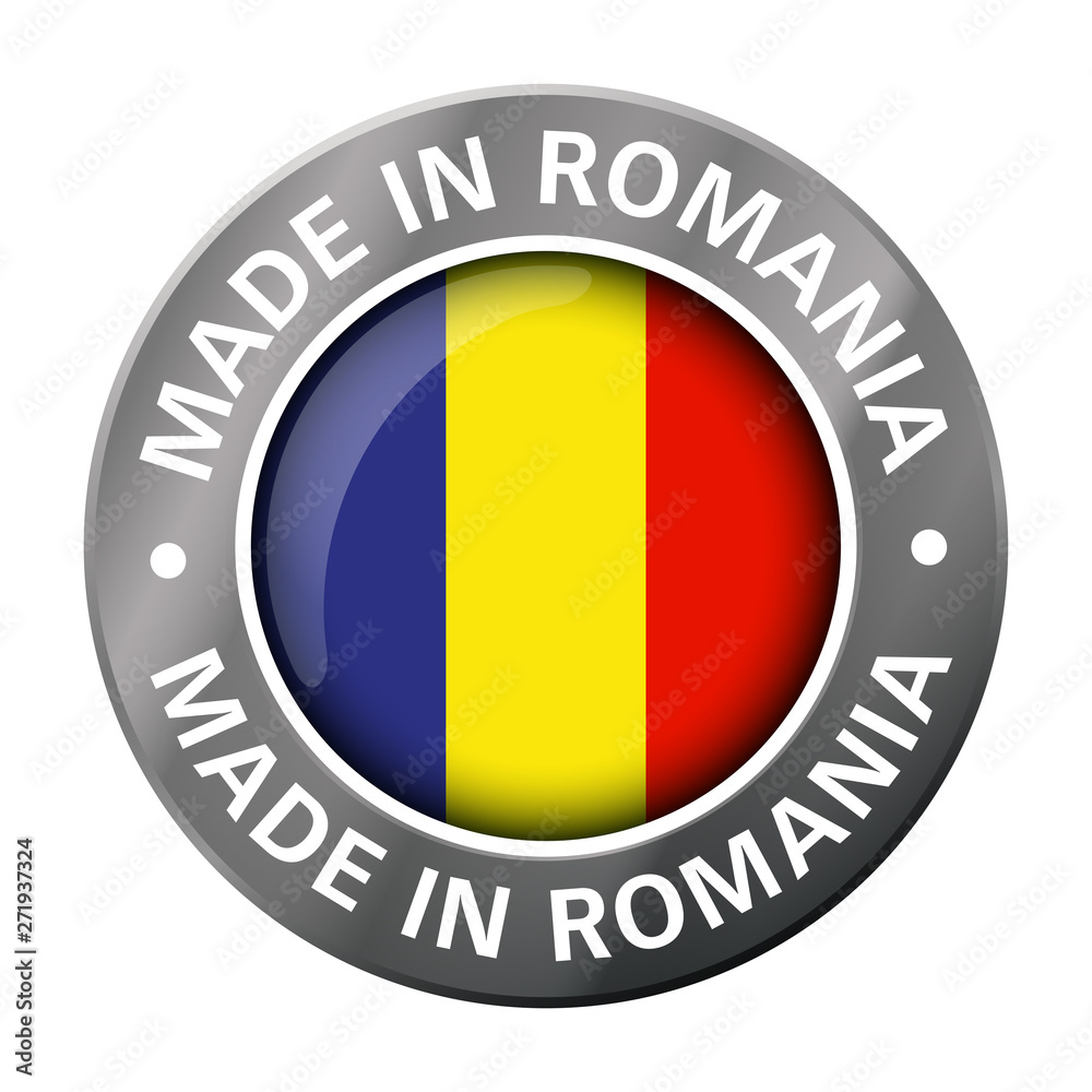 Fototapeta premium made in romania flag metal icon