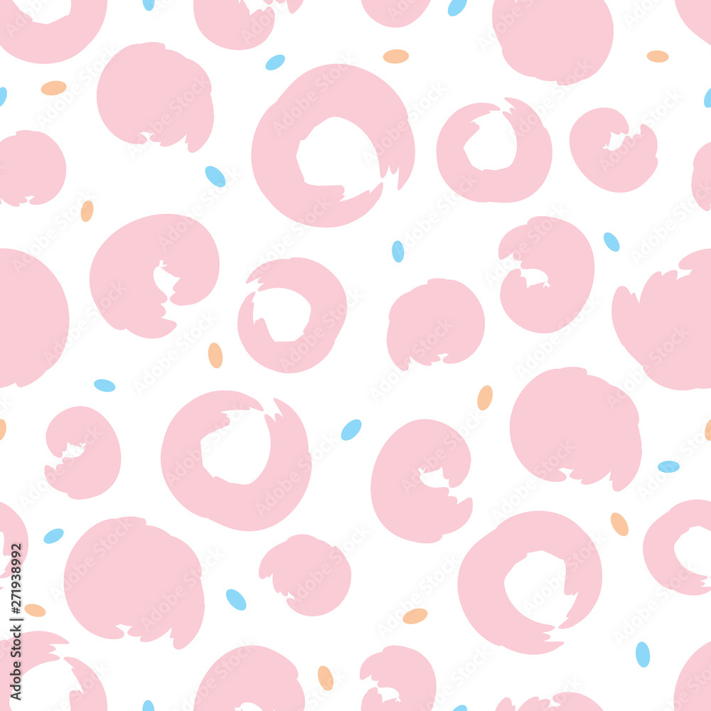Seamless pattern with abstract pink round brush circles Seamless pattern with abstract pink round brush circles