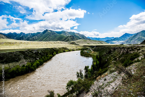 Beautiful Katun river in Altai in spring