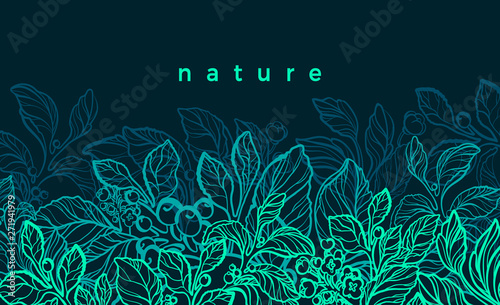 Green plantation. Vector background. Night jungle