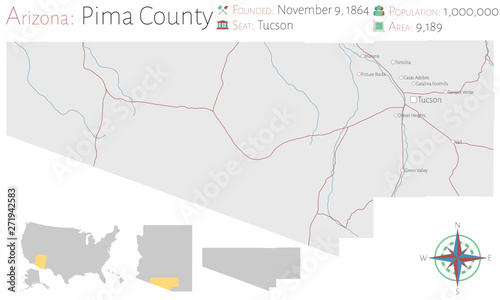 Large and detailed map of Pima county in Arizona  USA