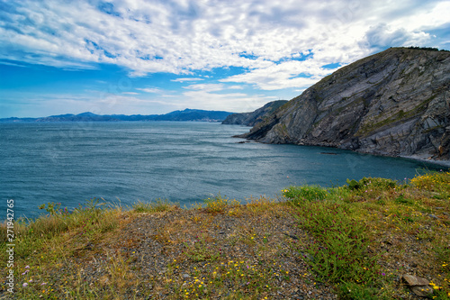 Scenic view of coast of colorful huge cliff and Miditerranien sea 