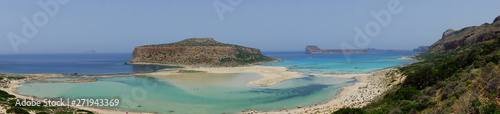 Panoramic view of iconic turquoise lagoon of Balos in North West Crete island, Greece