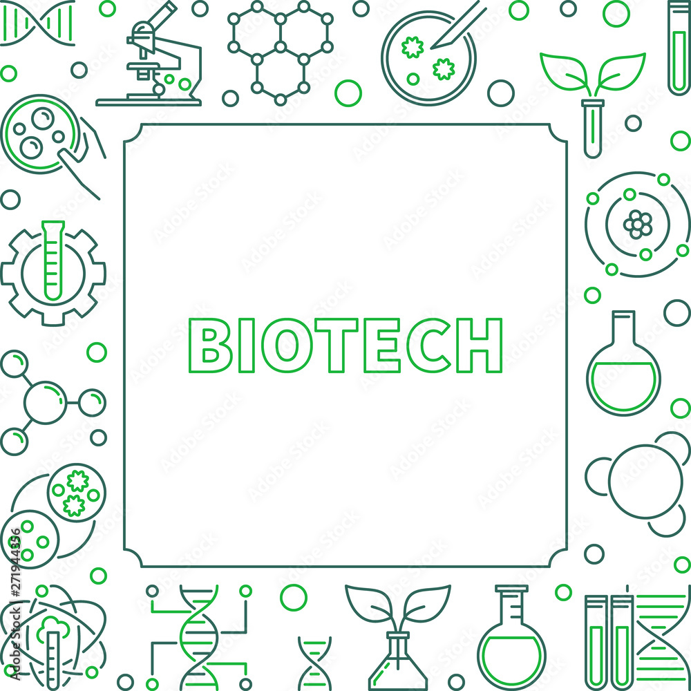 Vector Biotech concept creative square outline frame or illustration Vector Biotech concept creative square outline frame or illustration