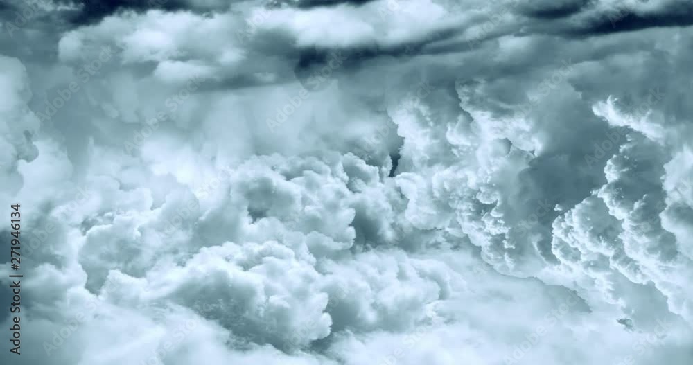 Flying through big fluffy clouds.