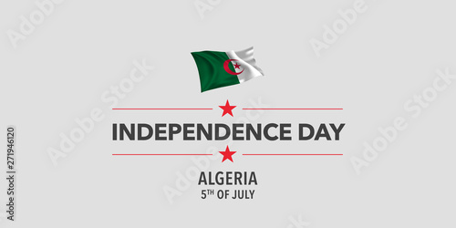 Algeria happy independence day greeting card, banner, vector illustration