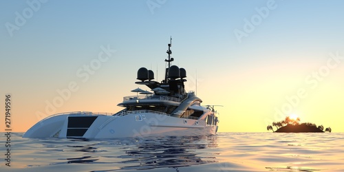 Extremely detailed and realistic high resolution photorealistic 3d illustration of a luxury super Yacht photo