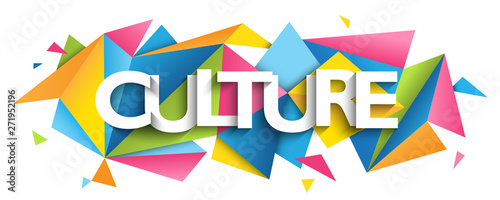 CULTURE typography banner on colorful triangles background