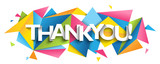 THANK YOU! typography banner on colorful triangles background