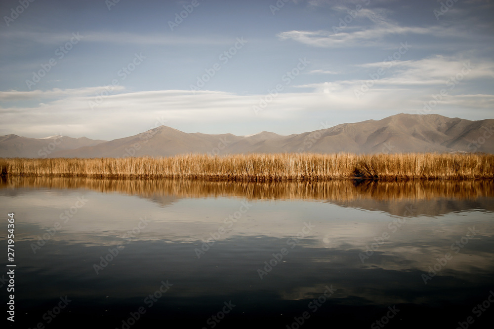 Prespes lake on a beautiful morning, Macedonia, Greece Prespes lake on a beautiful morning, Macedonia, Greece