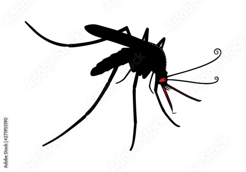 Evil hungry mosquito with red eyes. Vector illustration.