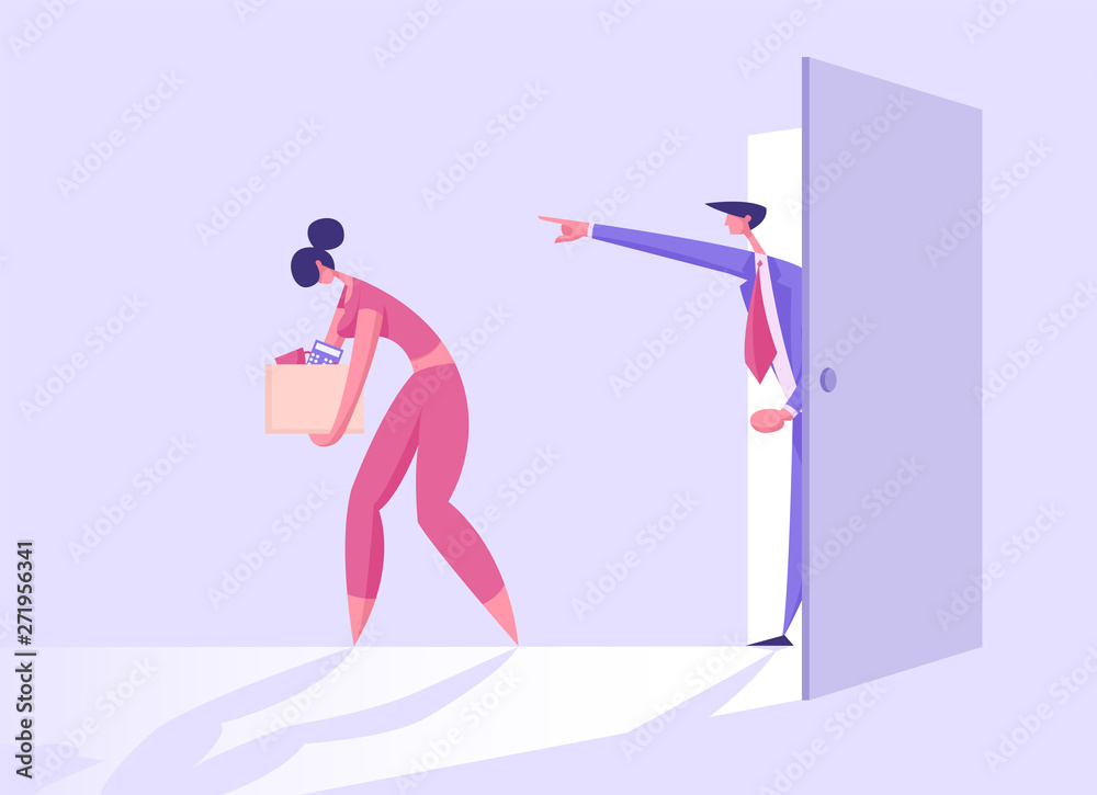 Businesswoman Being Kicked Out Door Dismissed Her Job Boss Kick Stock  Vector by ©ChompoonuthVajarodaya 499424840