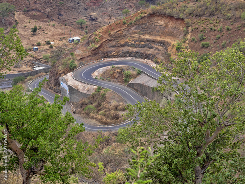 Winding road in mountainous landscape in northern Ethiopia photo