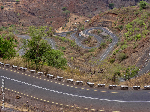 Winding road in mountainous landscape in northern Ethiopia photo