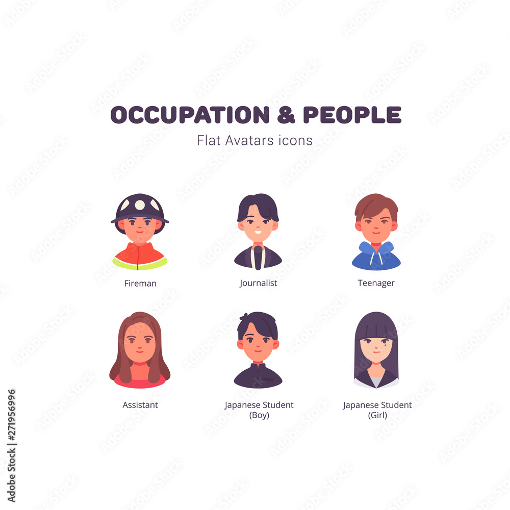 Occupation and people avatar flat icons Occupation and people avatar flat icons